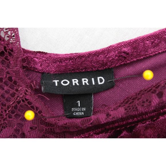 Torrid Tank Top Women’s 1X Burgundy Crushed Velvet Cami Y2K Party Whimsy Goth - Picture 2 of 7